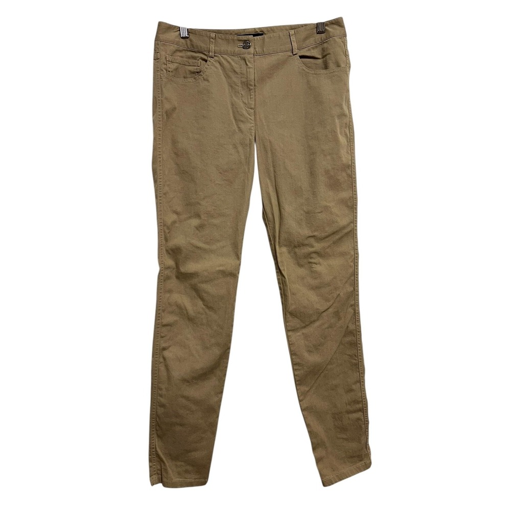St. John Pants Womens 6 Beige Twill Stretch‎ Tapered Leg Khaki Casual Made USA